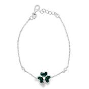 Sterling Silver Green Shamrock Bracelet
