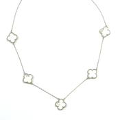 Sterling Silver Mother Of Pearl Clover Scatter Necklet image