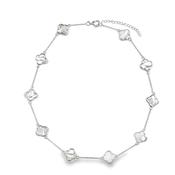 Sterling Silver Mother Of Pearl Clover Scatter Necklet image
