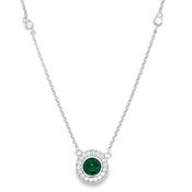 Sterlng Silver CZ Green Round Halo Pendant