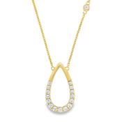 14ct Yellow Gold Diamond Set Open Pear Pendant .38ct
