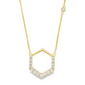 14ct Yellow Gold Diamond Set Open Hexagon Pendant .40ct