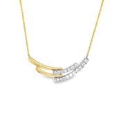 14ct Yellow Gold and Platinum Diamond Set Wave Pendant .23ct