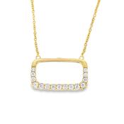 14ct Yellow Gold Diamond Set Open Rectangle Necklet .40ct