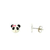 Sterling Silver Kids Enamel Black &amp; White Panda Earrings