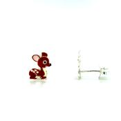 Sterling Silver Kids Enamel Deer Earrings image