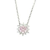 Sterling Silver CZ Flower Cluster With Pink Centre Pendant image