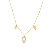 9ct Polished &amp; Stone Set Drop Heart Necklet image