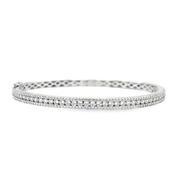 Sterling Silver Three Row CZ Bangle