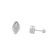 Sterling Silver Marquis Cut CZ Halo Stud Earrings image