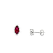 Sterling silver Rubover Set Marquis Cut Ruby Earrings image