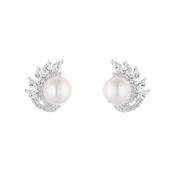 Sterling Silver Freshwater Pearl With Fancy CZ Surround