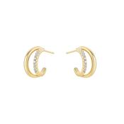Sterling Silver Gold Plated CZ Open Hoop Earrings image
