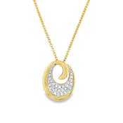 18ct Open Oval Swirl Diamond Pendant .21ct image