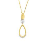 9ct Yellow Gold Open Pear Pendant with CZ Detail image