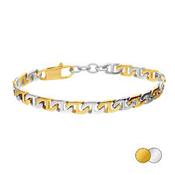 Gents Steelwear Stainless Steel &amp; Gold Plated Two Tone Flat Link Bracelet