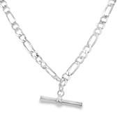 Sterling Silver Figaro Necklet with T-Bar
