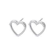 Sterling Silver Detachable CZ 3 in 1 Heart Earrings