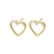 Sterling Silver Gold Plated Detachable CZ 3 in 1 Heart Earrings