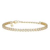 Sterling Silver Gold Plated 3mm CZ Rubover Tennis Bracelet