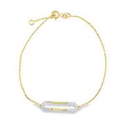 9ct CZ Open Long Link Bracelet