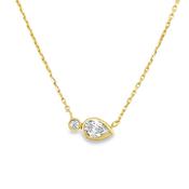 9ct CZ Round &amp; Pear Rubover Pendant