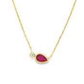 9ct CZ &amp; Red Round &amp; Pear Rubover Pendant