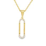 9ct CZ Open Long Oval Pendant