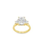 18ct 3 Stone Cut Cornered Rectangular Modified Brilliant Cultured Diamond Cut With Trapezium 3.79ct