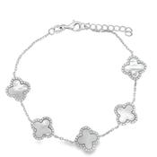 Sterling Silver Mother Of Pearl Clover Bracelet image