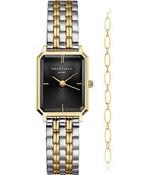Ladies Rosefield Octagon XS Black Dial Watch and Bracelet Set