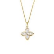 Sterling Silver Gold Plated CZ Flower Pendant