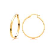 9ct Flat Hoop 27mm Earrings With Screw Motif image