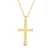 9ct Polished Lined Cross Pendant 15x30mm 0.6g