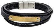 Steelwear Leather Multistrand Bracelet With Gold Plated ID
