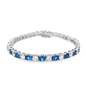 Sterling Silver 4mm CZ &amp; Blue Tennis Bracelet image