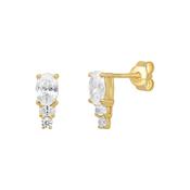 Sterling Silver Triple CZ Graduated Earrings image