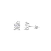 Sterling Silver 6mm CZ Square 4 Claw Square Earrings image