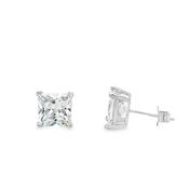 Sterling Silver 8mm CZ Square 4 Claw Square Earrings image