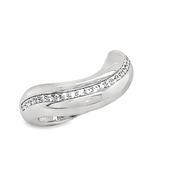 Sterling Silver Thick Wave Ring with CZ Line image