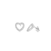 Sterling Silver CZ Open Heart Stud Earrings image