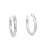 Sterling Silver 20mm CZ Diamond Cut Hoop Earrings image