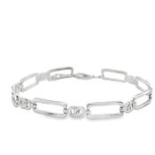 Sterling Silver Open Long Rectangle &amp; Partnership Link Bracelet image