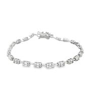 Sterling Silver CZ Rectangle Bar Link Bracelet image