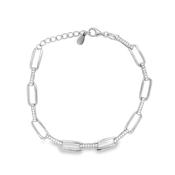 Sterling Silver CZ Rectangle Link Bracelet image