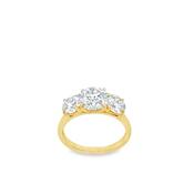 18ct Yellow Gold Three Stone Round Brilliant Cultured Diamond 3.00ct