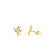 9ct CZ 3 Leaf Loop Stud Earrings