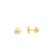 9ct CZ &amp; Polished Clover Stud Earrings
