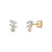 9ct CZ Double Marquise &amp; Round Stud Earrings image