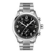 Gents Tissot Chrono L 42mm Black Chronograph Dial Steel Watch image